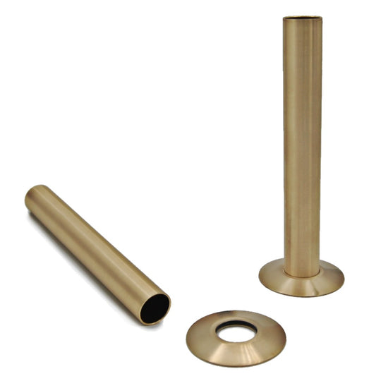 Cast Iron Radiator Pipe Shrouds 130mm - Unlacquered Brass image 0
