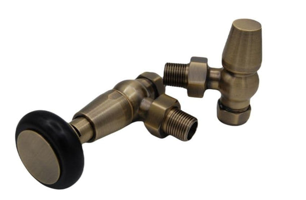 York Manual Radiator Valves - Antique Brass image 1
