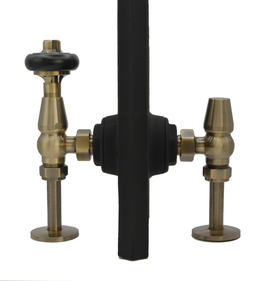 Cast Iron Radiator Pipe Shrouds 130mm - Antique Brass image 1