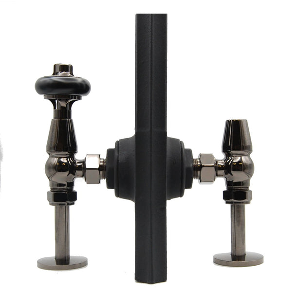 Cast Iron Radiator Pipe Shrouds 130mm - Black Nickel image 1