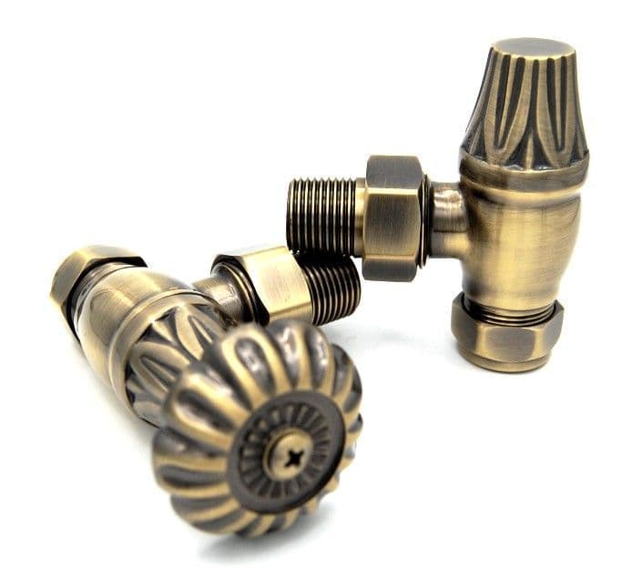 Manual Crocus Radiator Valves - Antique Brass image 2