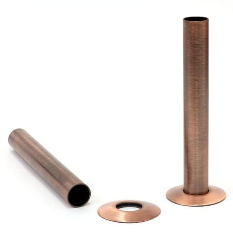 Cast Iron Radiator Pipe Shrouds 130mm - Antique Copper image 0
