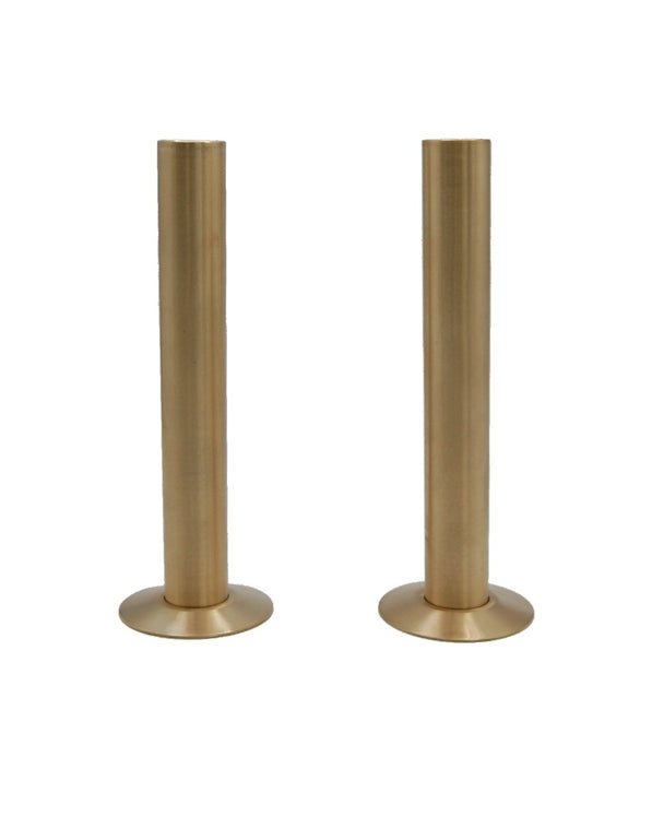 Cast Iron Radiator Pipe Shrouds 130mm - Unlacquered Brass image 1